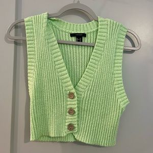 Forever 21 Green Cropped Sweater Vest